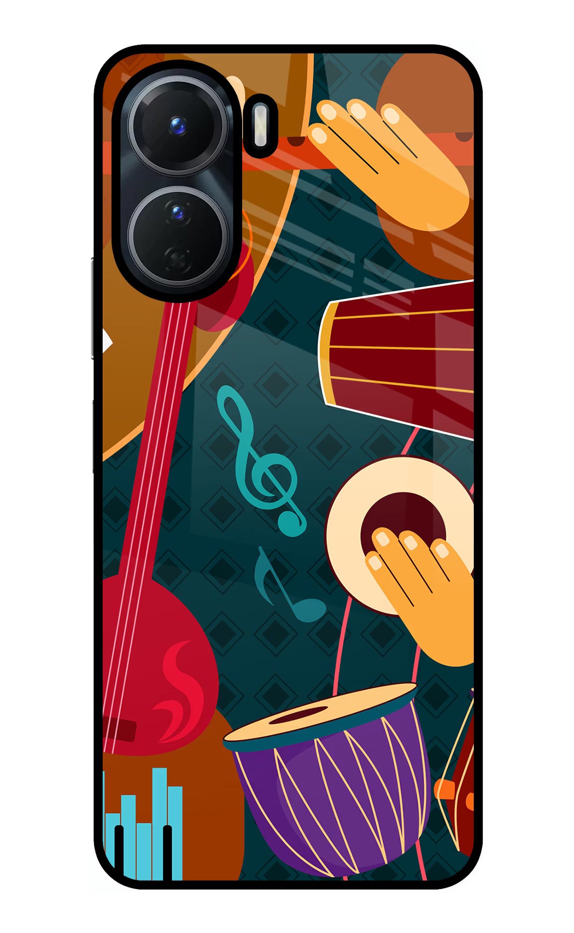 Music Instrument Vivo T2x 5G Glass Case Back Cover by Casekaro