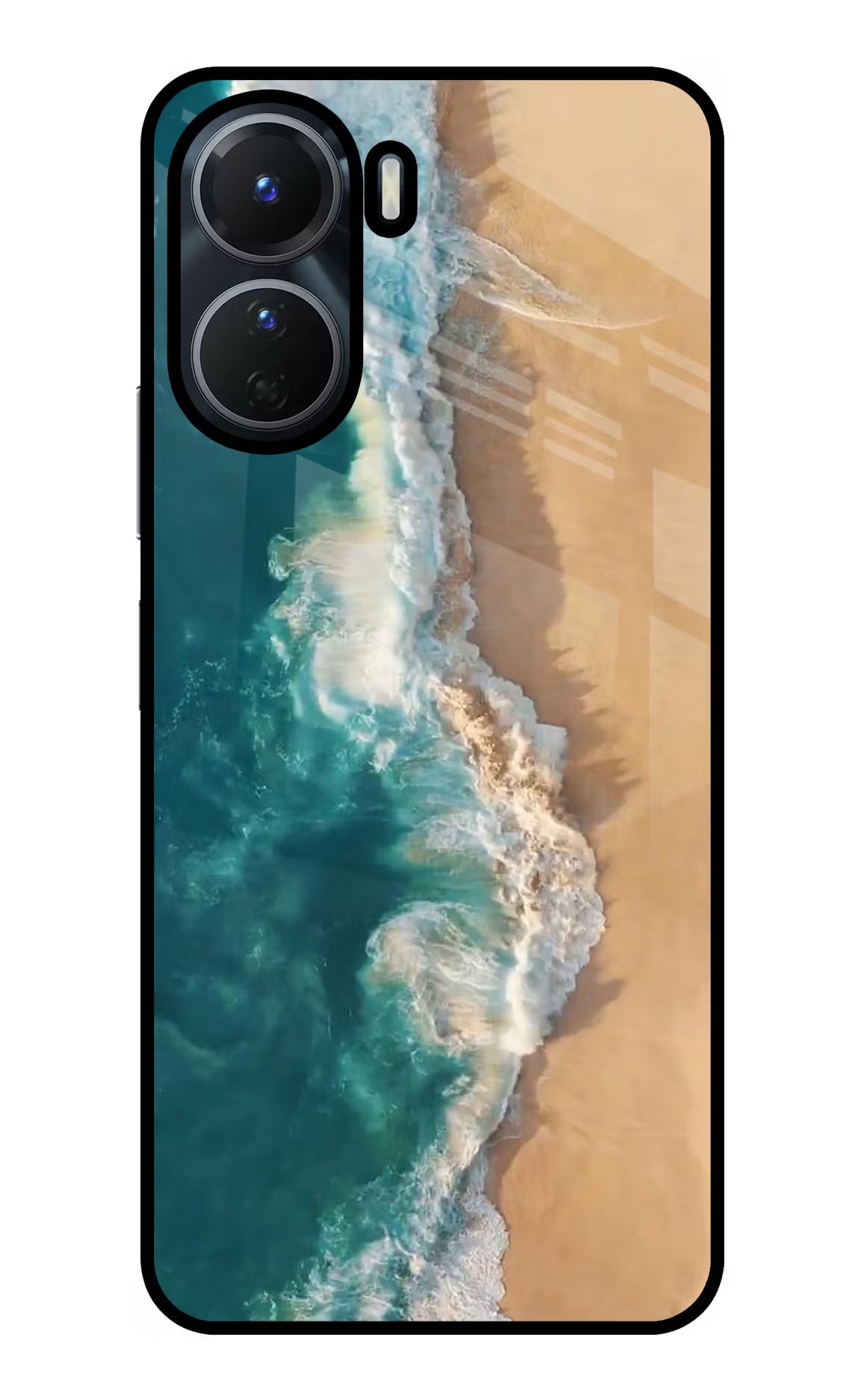 Ocean Beach Vivo T2x 5G Glass Case Back Cover by Casekaro
