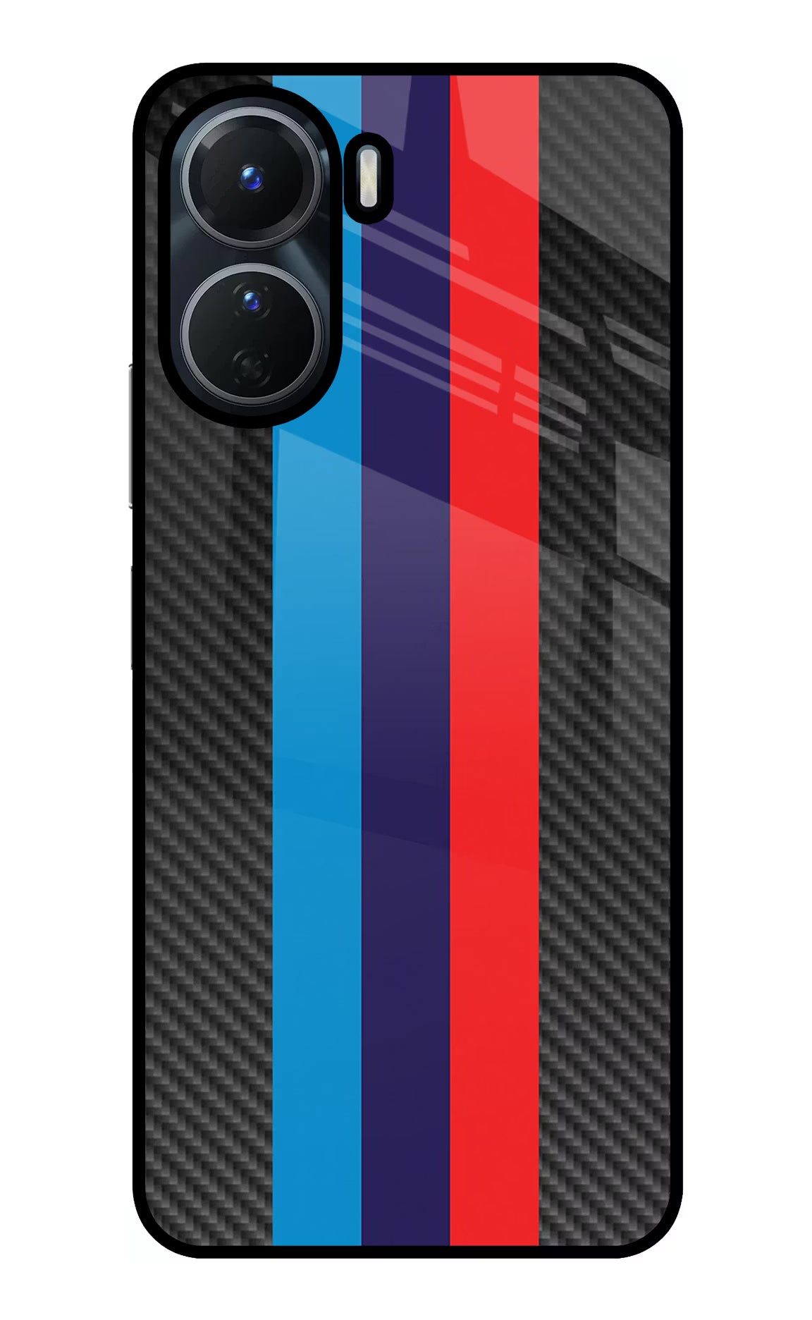 BMW Stripes Pattern Vivo T2x 5G Glass Case Back Cover by Casekaro