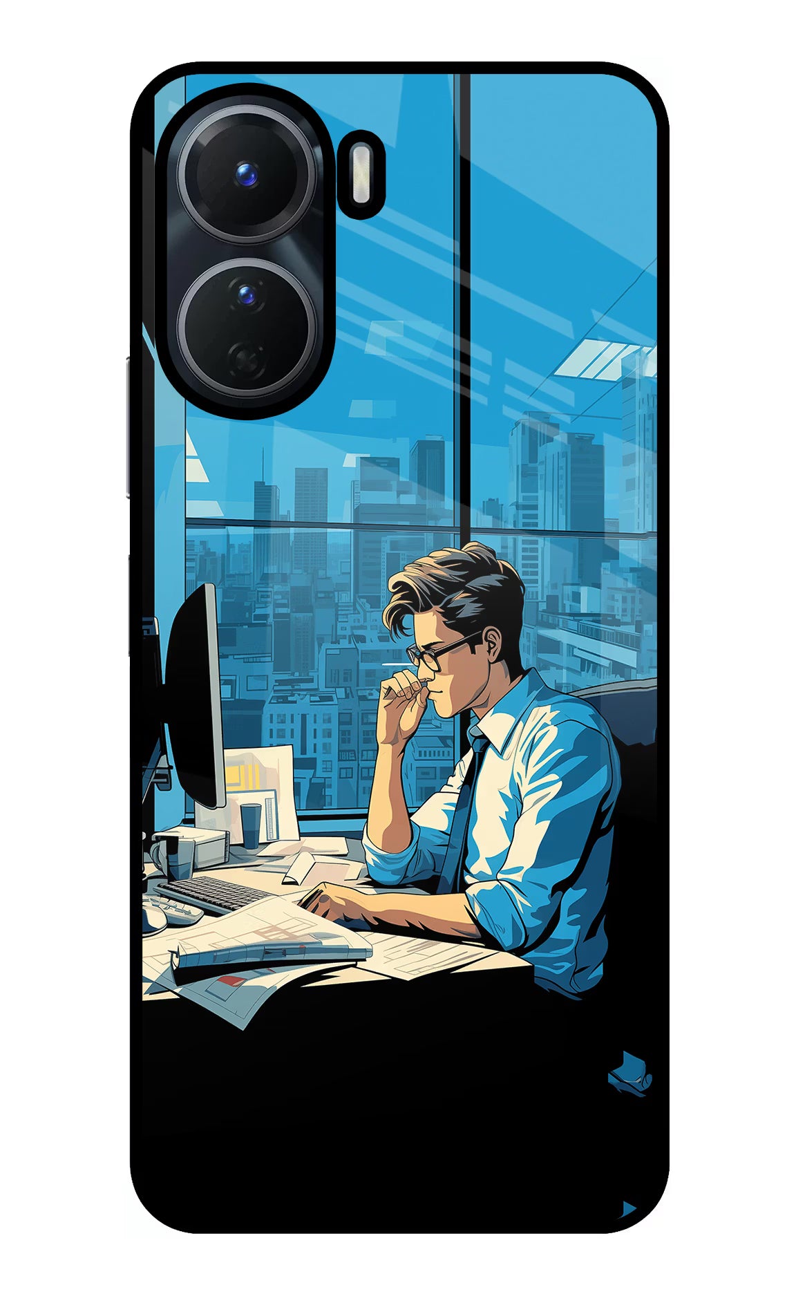 Focused Hustler (AI Generated) Vivo T2x 5G Glass Case Back Cover by Casekaro