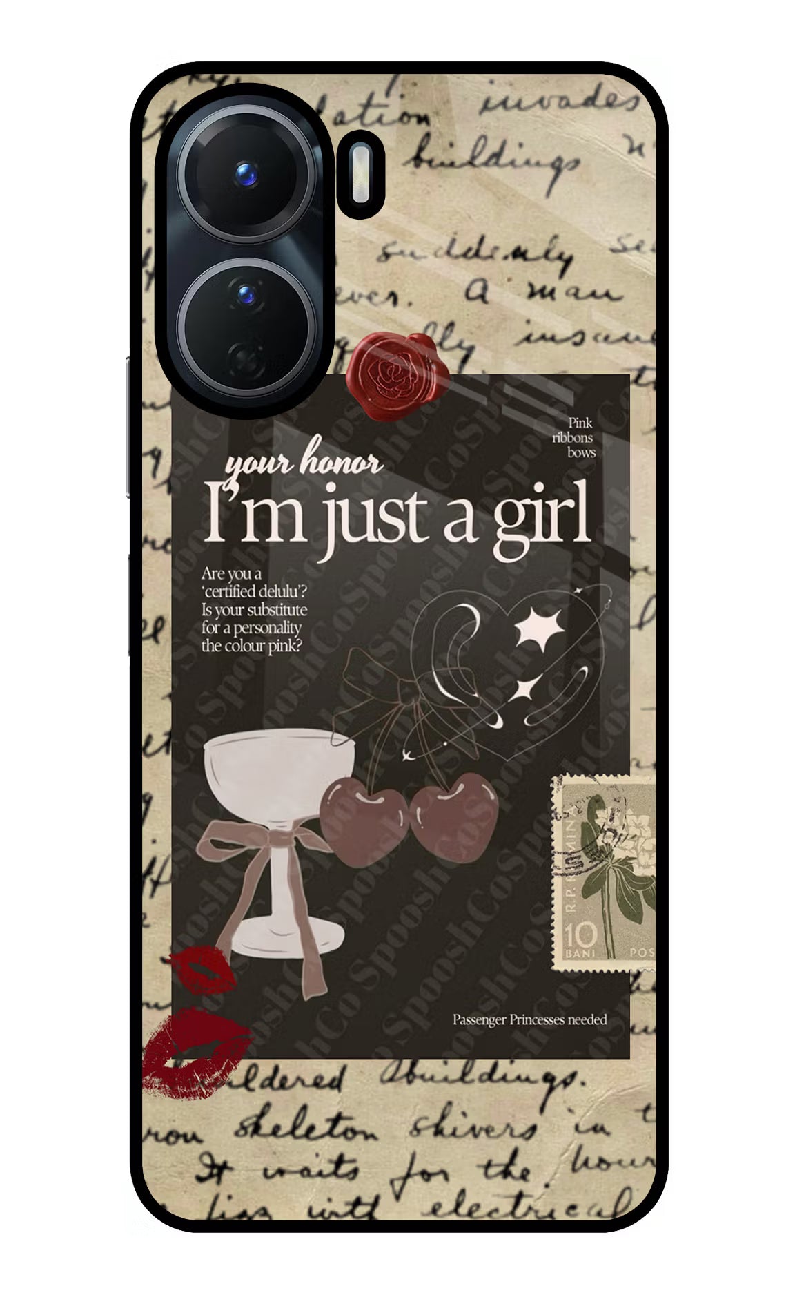 I am just a girl Vivo T2x 5G Glass Case Back Cover by Casekaro