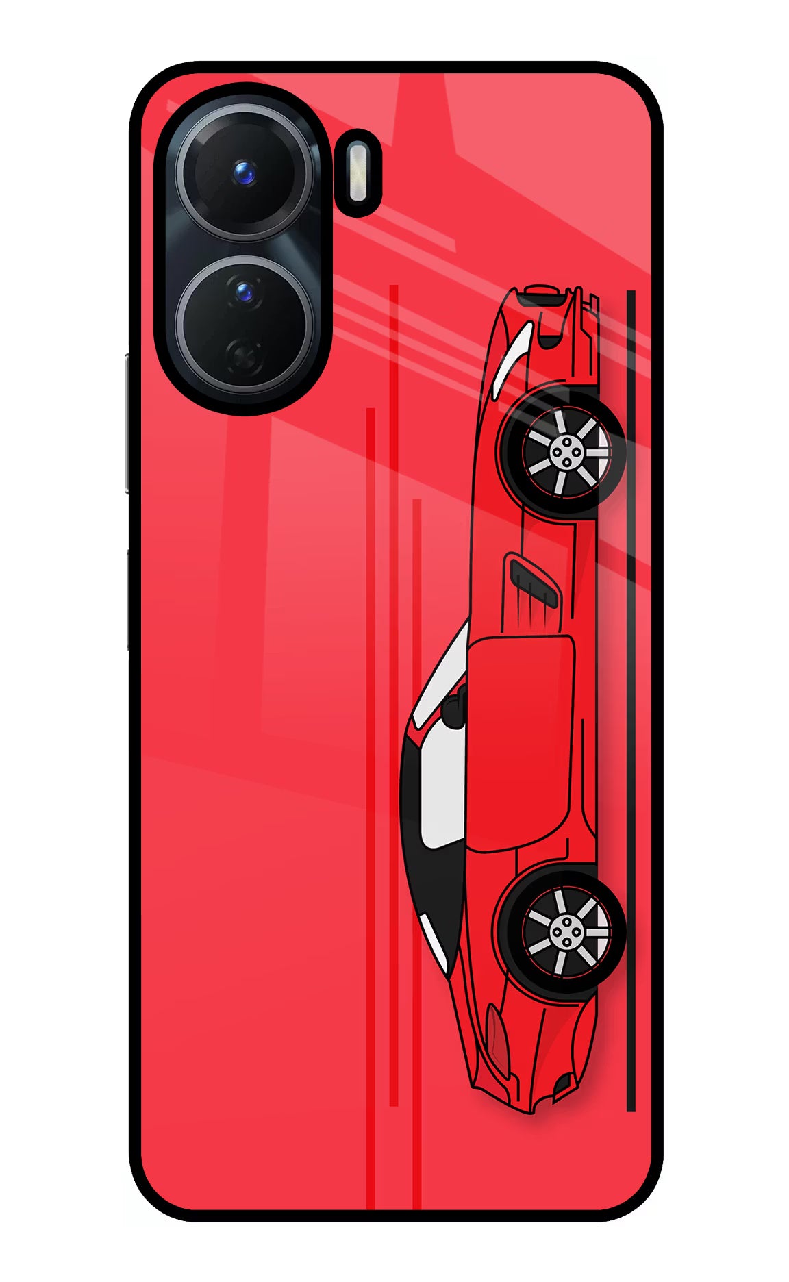 Red Velocity Vivo T2x 5G Glass Case Back Cover by Casekaro