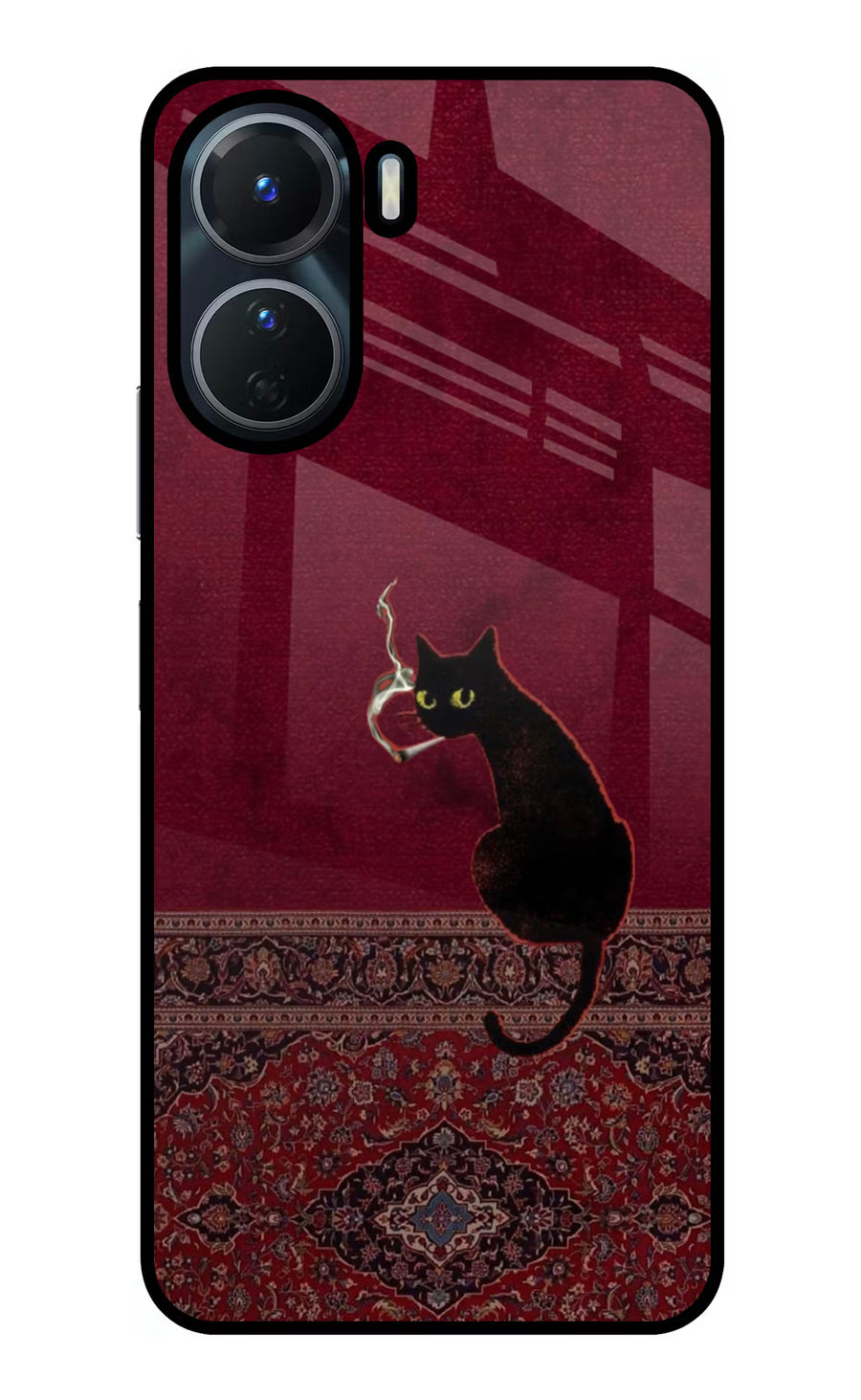 Midnight Cat Vivo T2x 5G Back Cover, Glass case
