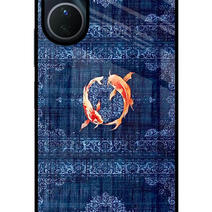 Koi Blue Vivo T2x 5G Glass Case Back Cover by Casekaro
