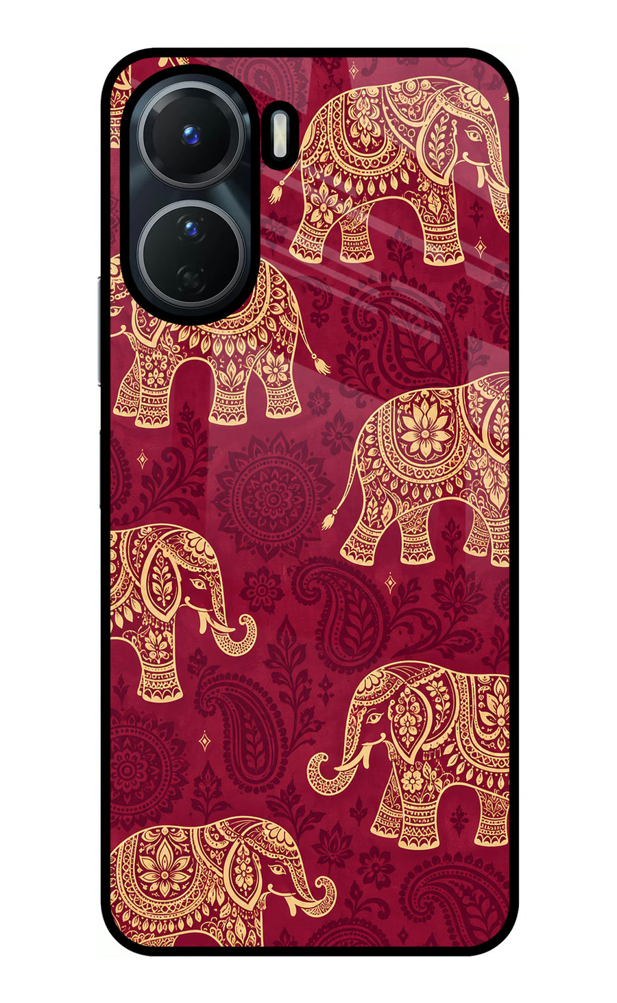 Maroon Elephant Vivo T2x 5G Back Cover, Glass case