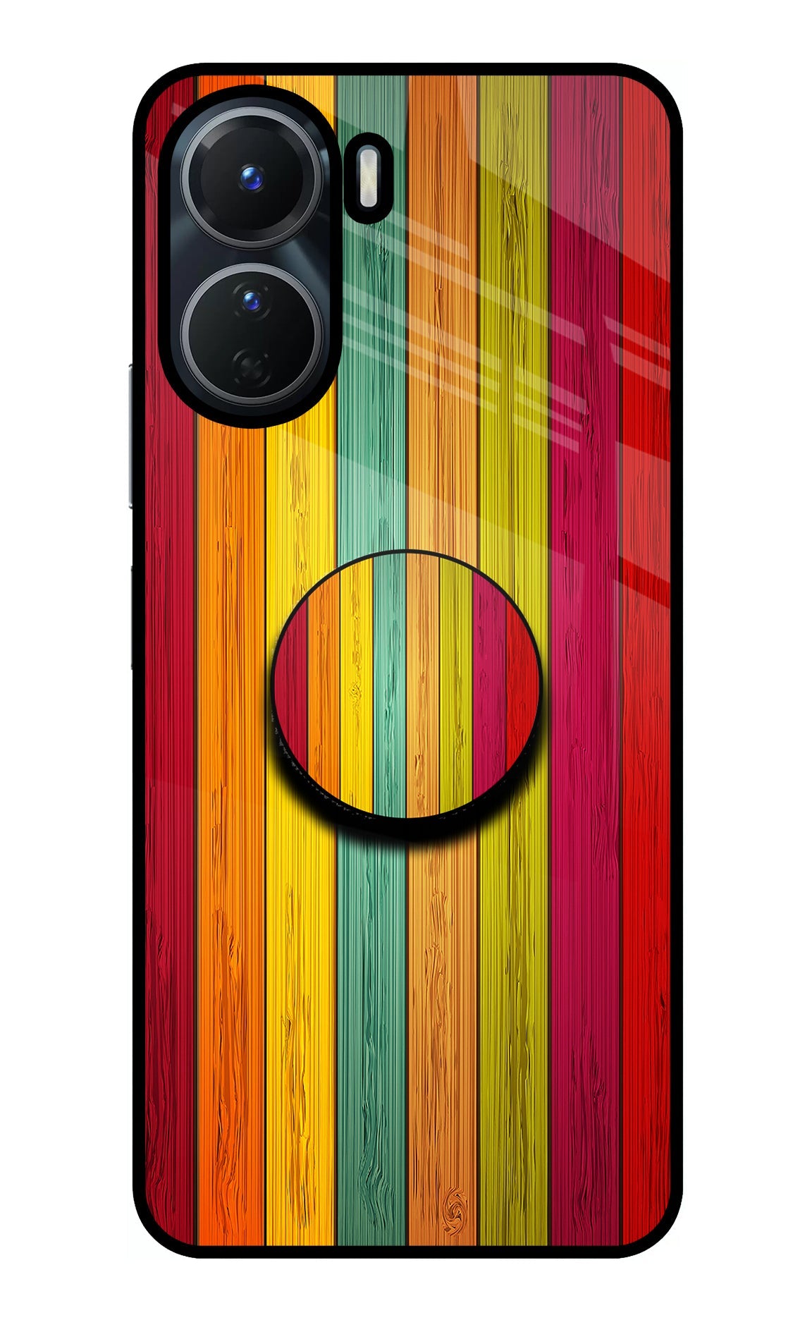 Multicolor Wooden Vivo T2x 5G Glass Case