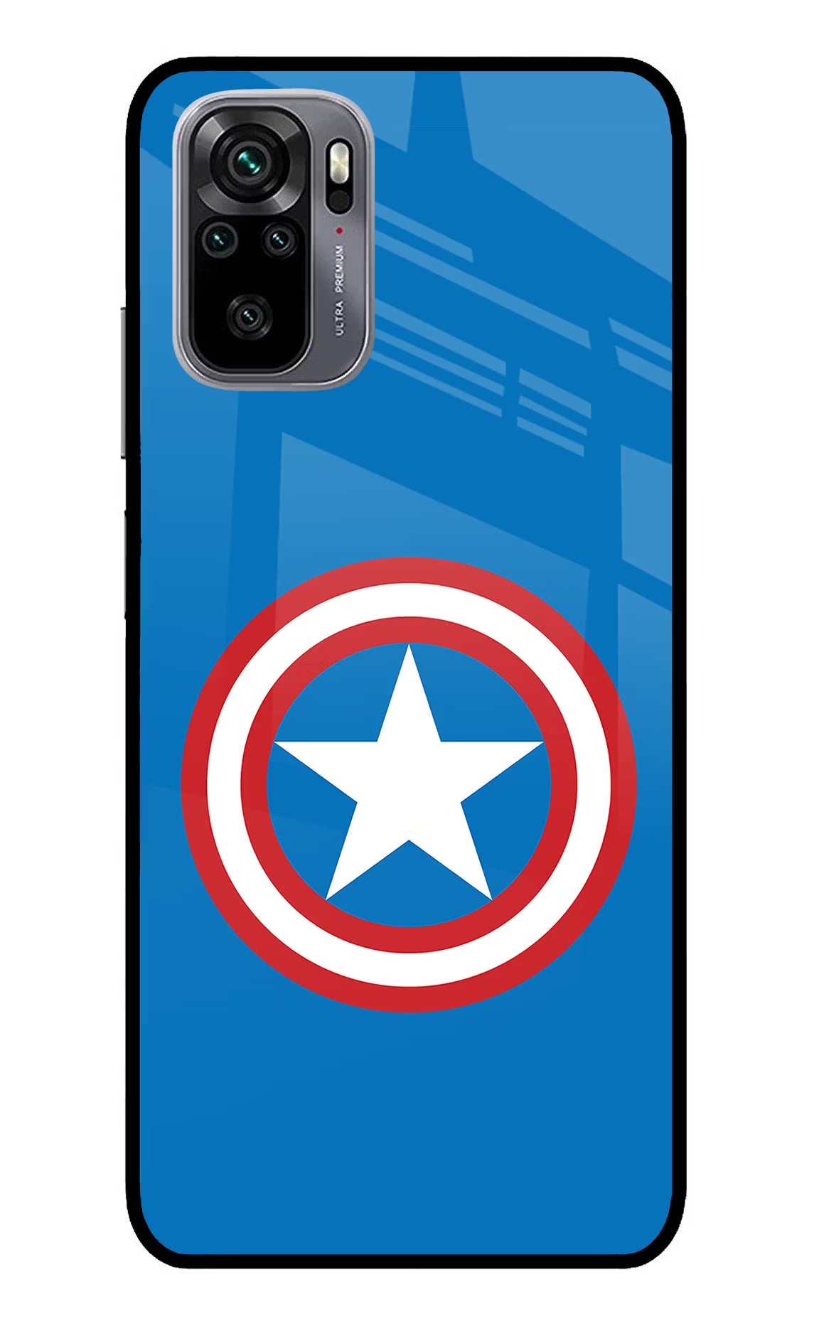 Captain America Logo Redmi Note 11 SE Glass Case Back Cover by Casekaro