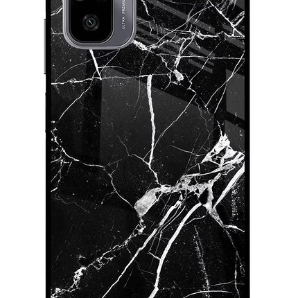 Black Marble Pattern Redmi Note 11 SE Glass Case Back Cover by Casekaro