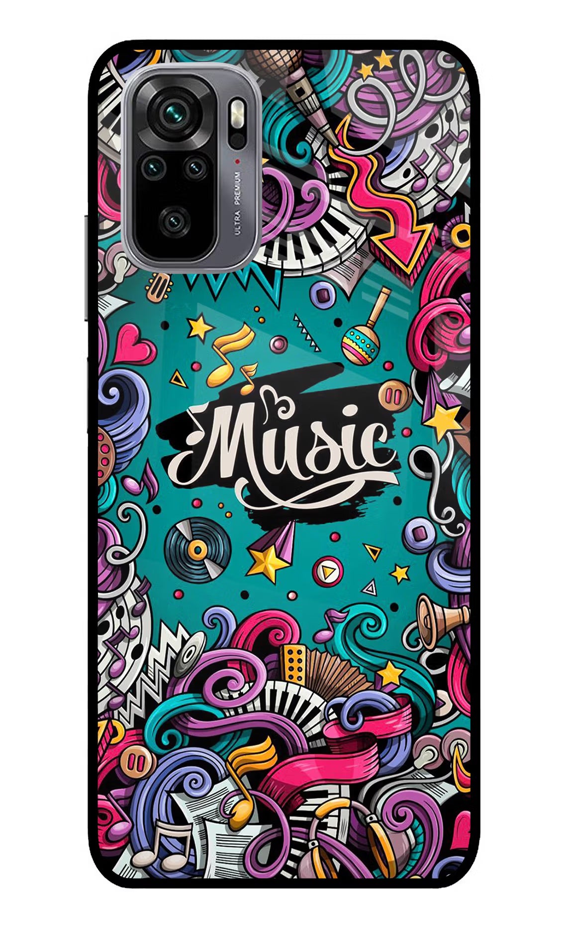 Music Graffiti Redmi Note 11 SE Glass Case Back Cover by Casekaro