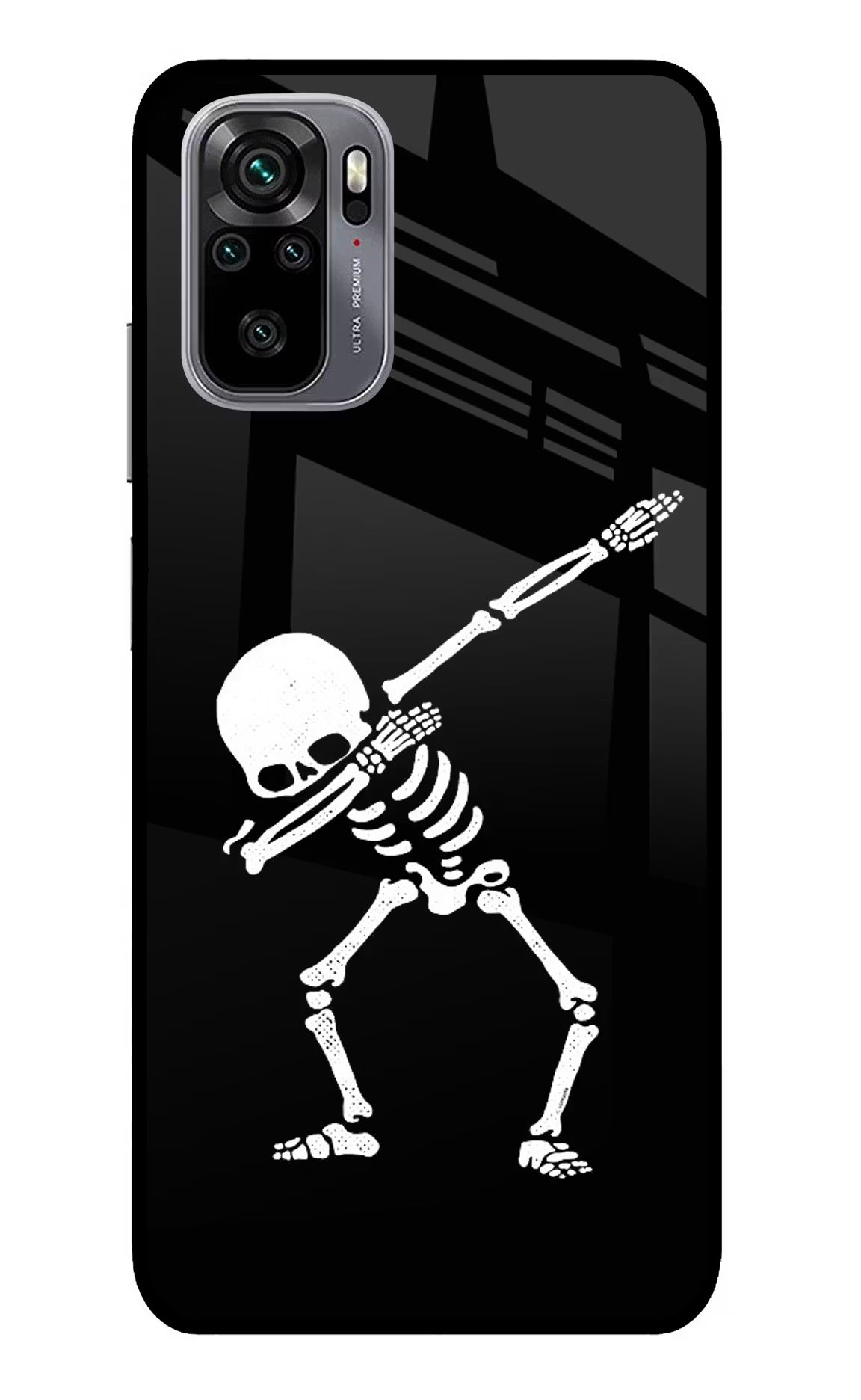 Dabbing Skeleton Art Redmi Note 11 SE Glass Case Back Cover by Casekaro