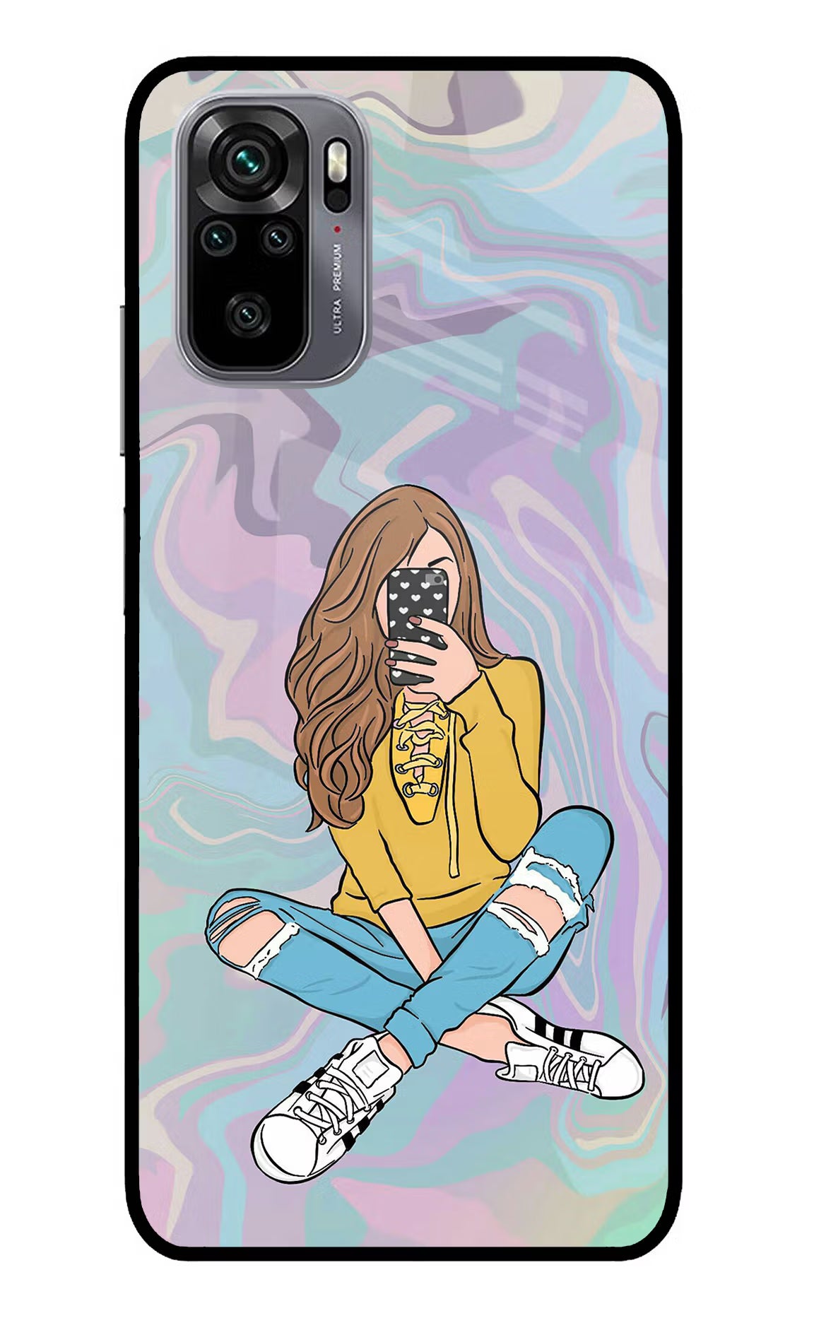 Selfie Girl Redmi Note 11 SE Glass Case Back Cover by Casekaro