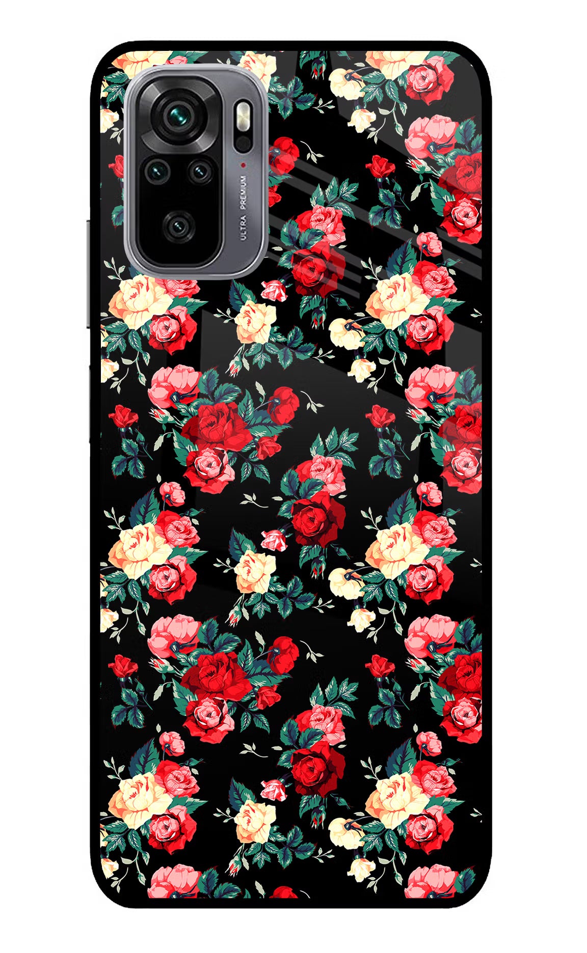 Rose Pattern Redmi Note 11 SE Glass Case Back Cover by Casekaro