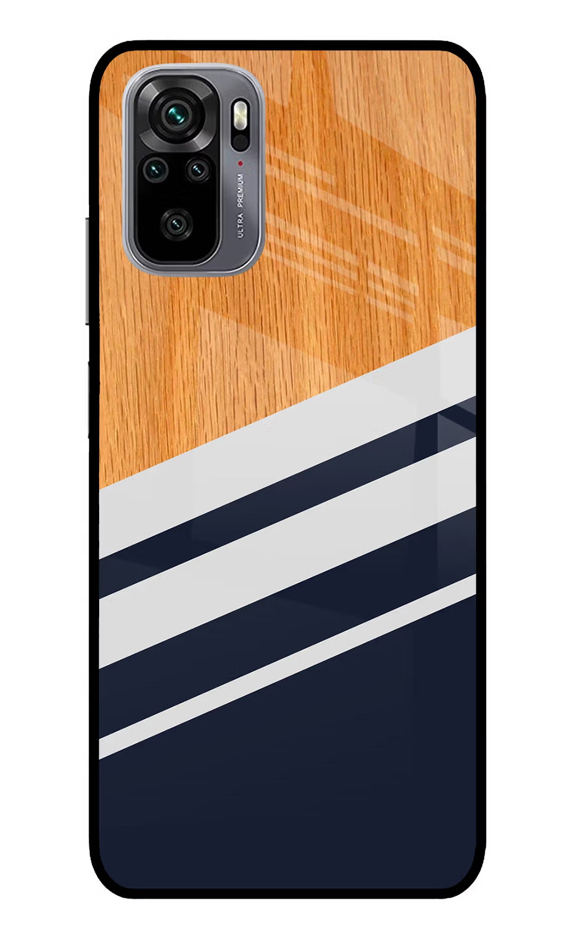 Blue and white wooden Redmi Note 11 SE Glass Case Back Cover by Casekaro
