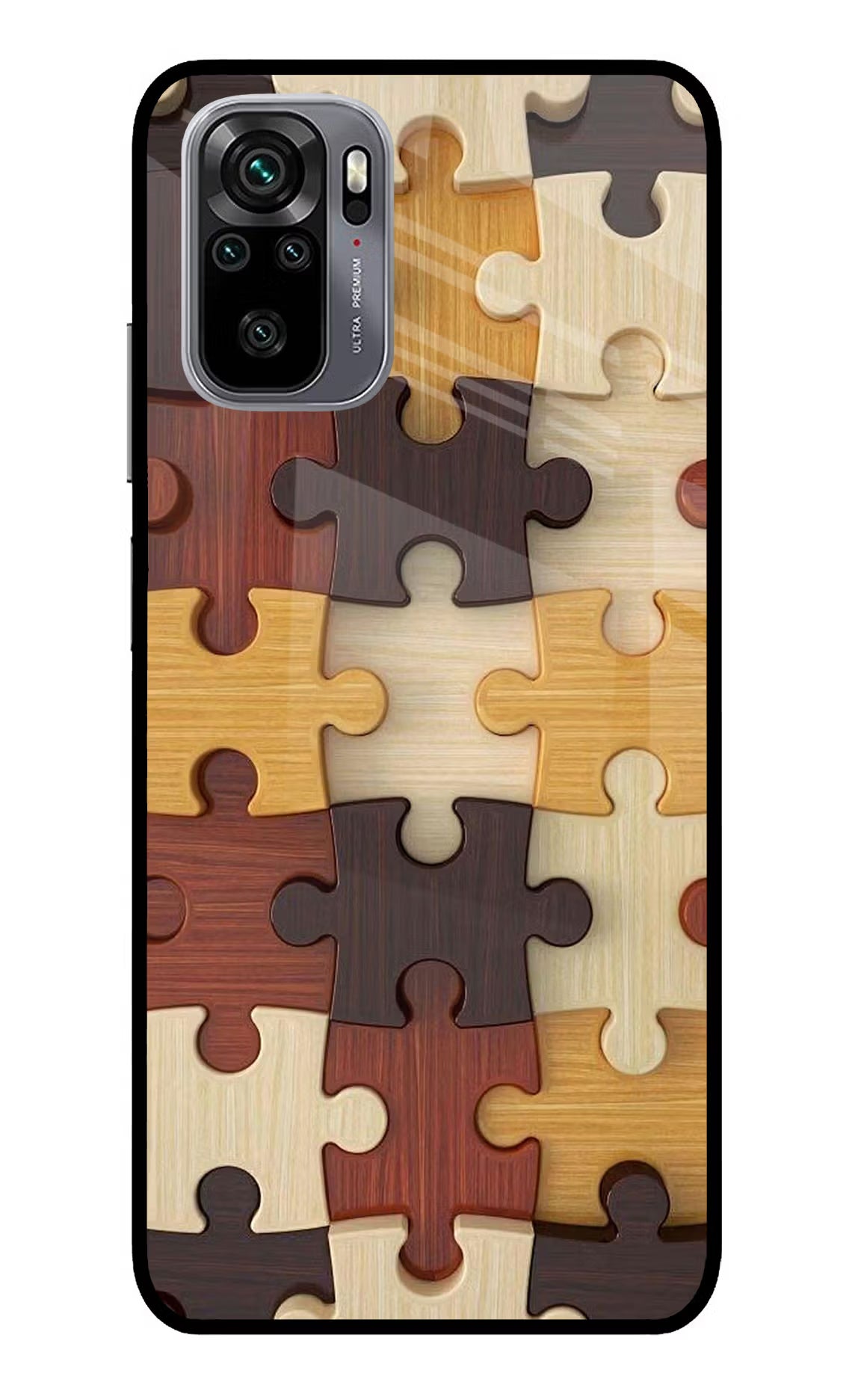 Wooden Puzzle Redmi Note 11 SE Glass Case Back Cover by Casekaro