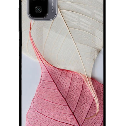 White Pink Leaf Redmi Note 11 SE Glass Case