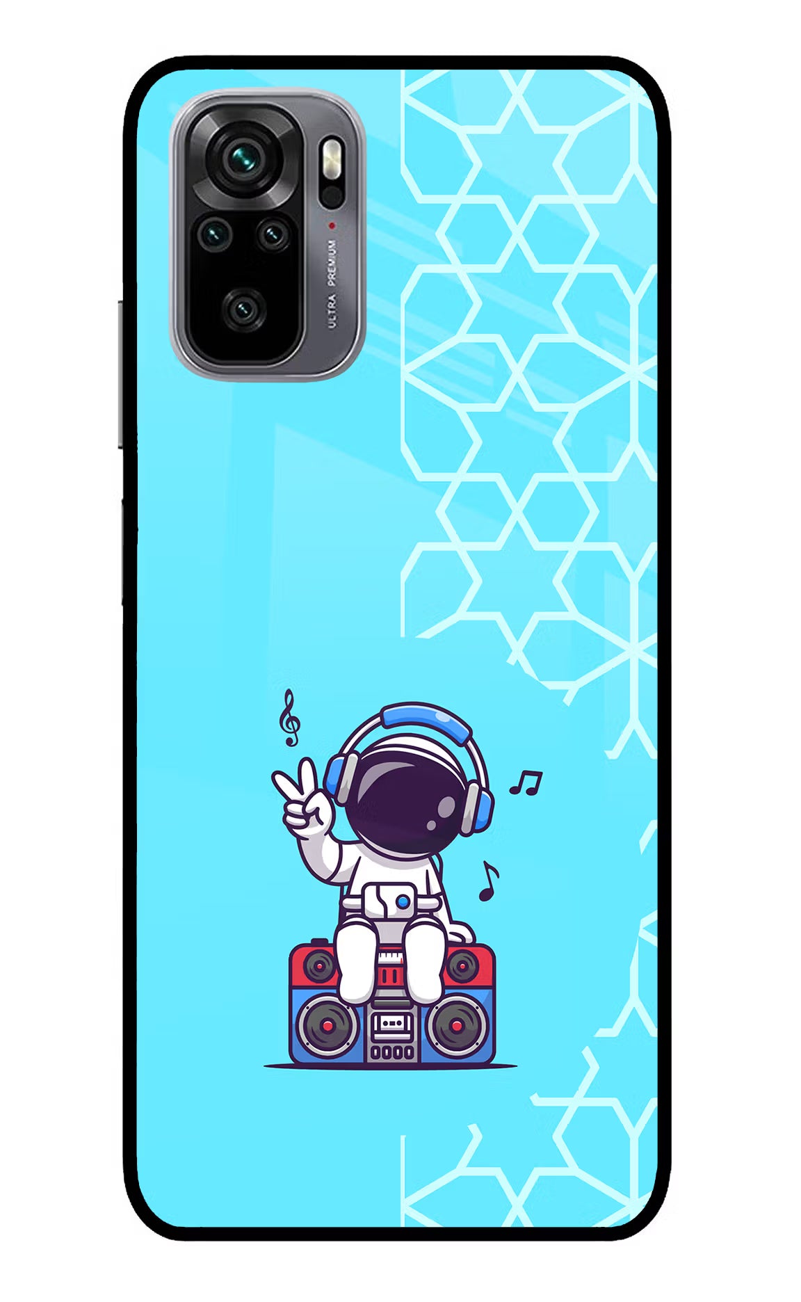 Cute Astronaut Chilling Redmi Note 11 SE Glass Case Back Cover by Casekaro