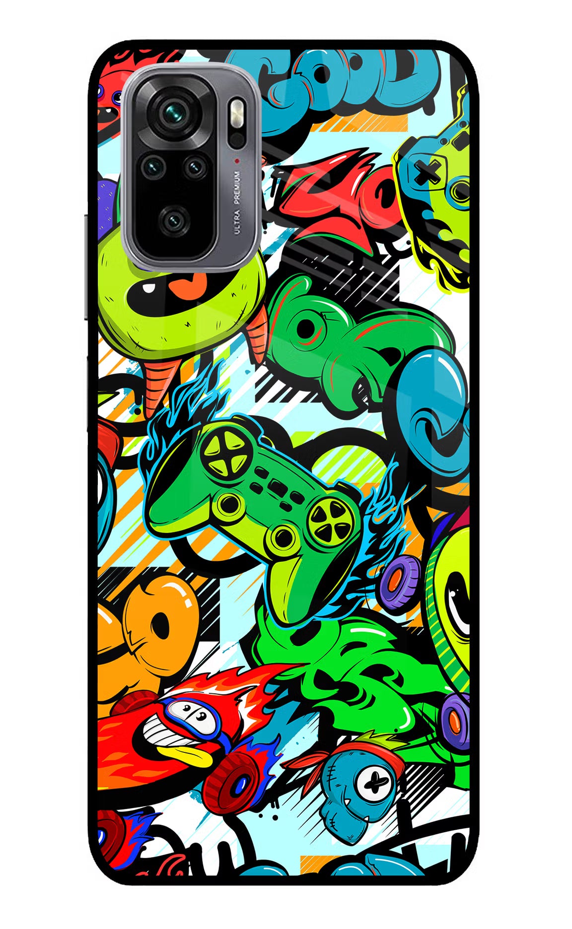 Game Doodle Redmi Note 11 SE Glass Case Back Cover by Casekaro