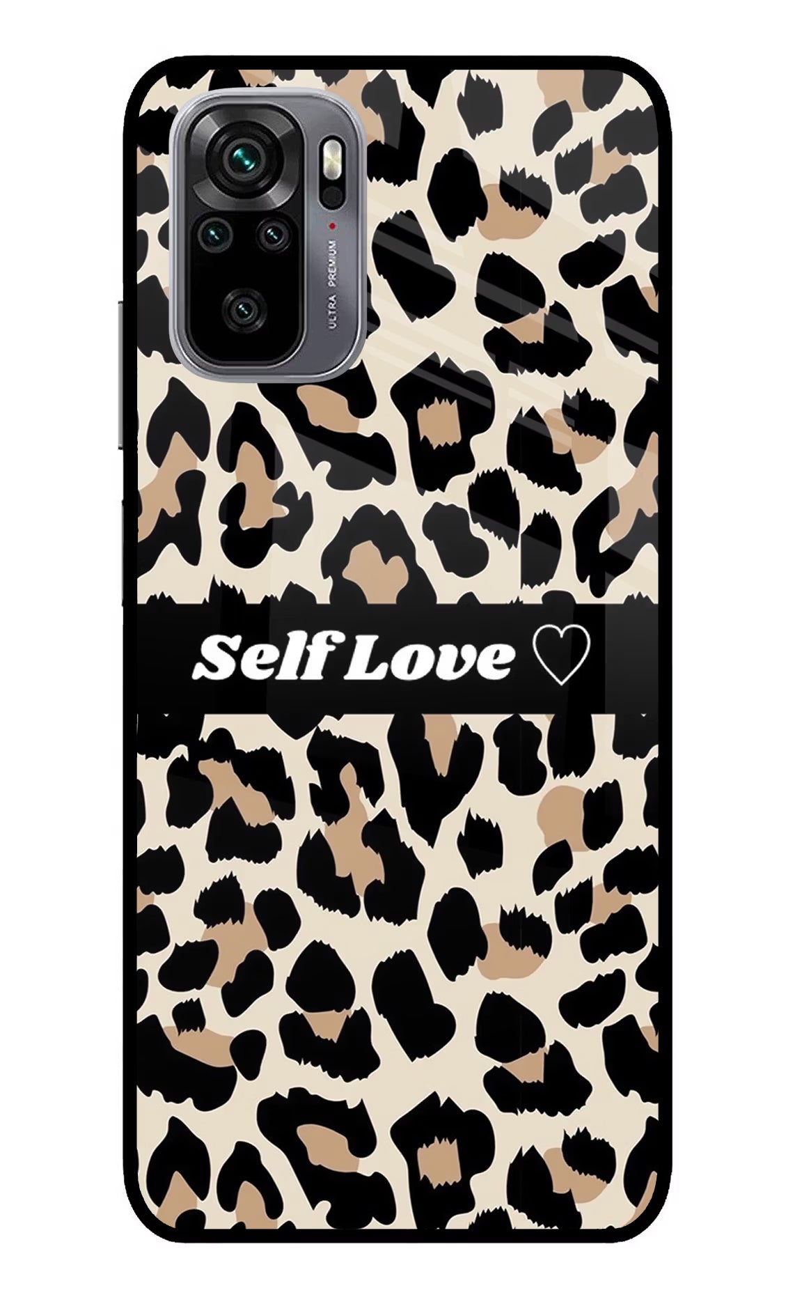 Leopard Print Self Love Redmi Note 11 SE Glass Case Back Cover by Casekaro