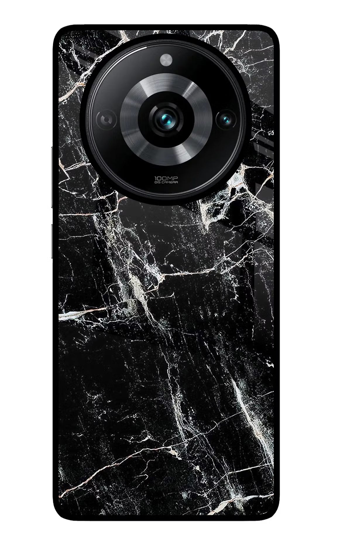 Black Marble Texture Realme Narzo 60 Pro Glass Case Back Cover by Casekaro