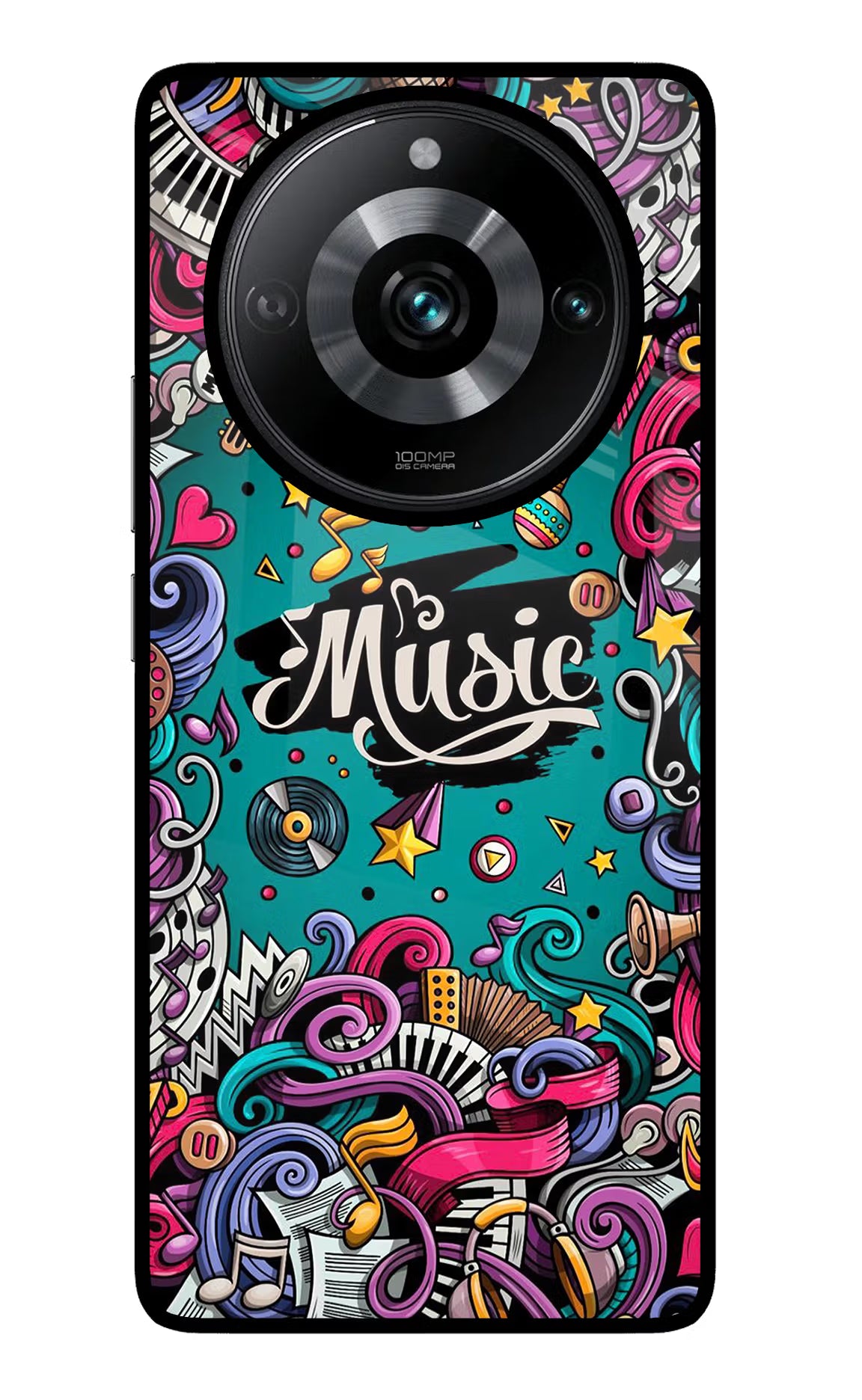 Music Graffiti Realme Narzo 60 Pro Glass Case Back Cover by Casekaro