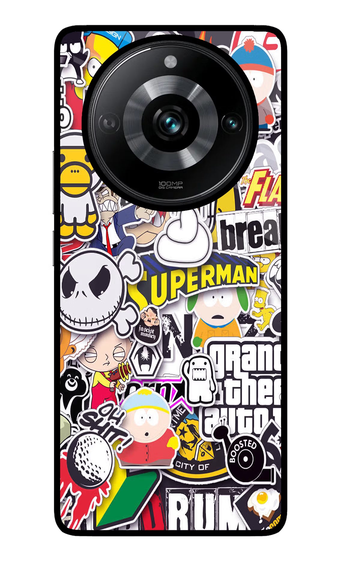 Sticker Bomb Realme Narzo 60 Pro Glass Case Back Cover by Casekaro