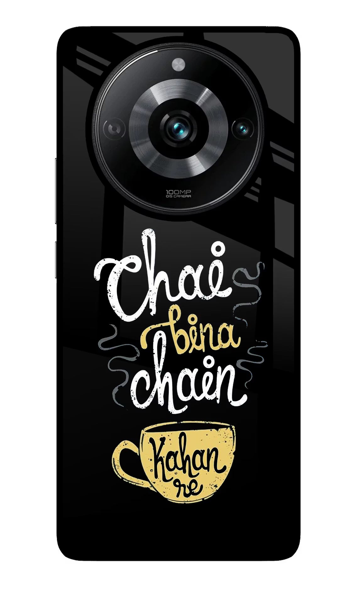 Chai Bina Chain Kaha Re Realme Narzo 60 Pro Glass Case Back Cover by Casekaro