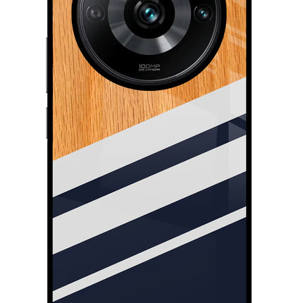 Blue and white wooden Realme Narzo 60 Pro Glass Case