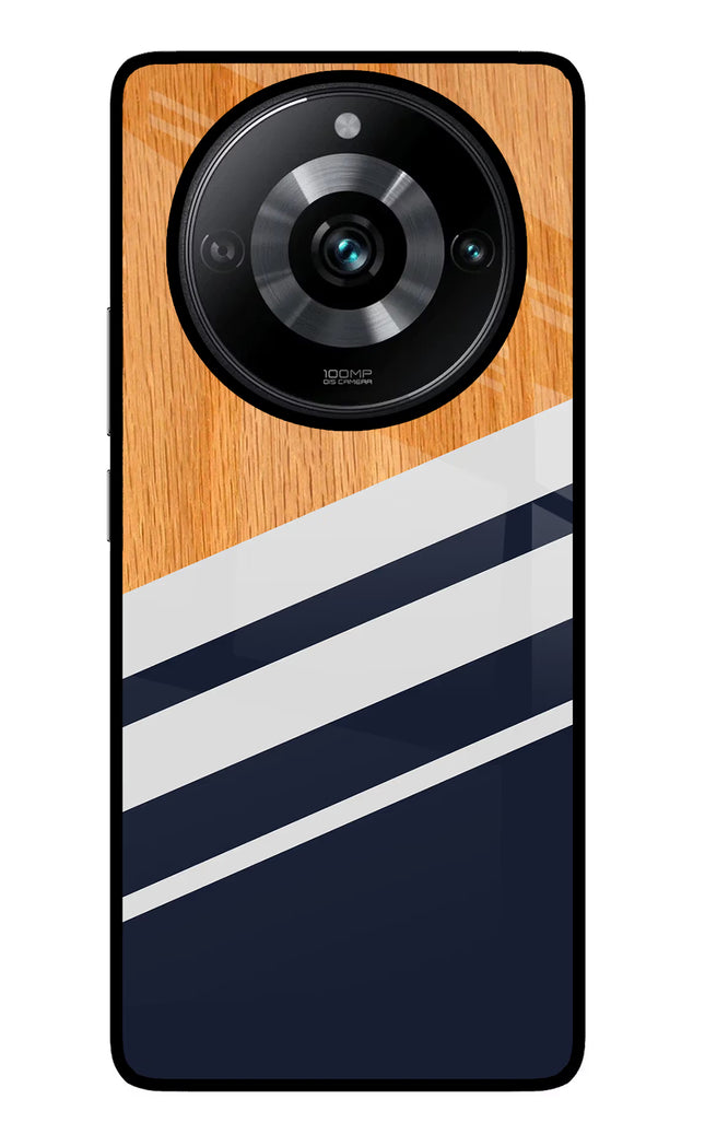 Blue and white wooden Realme Narzo 60 Pro Glass Case