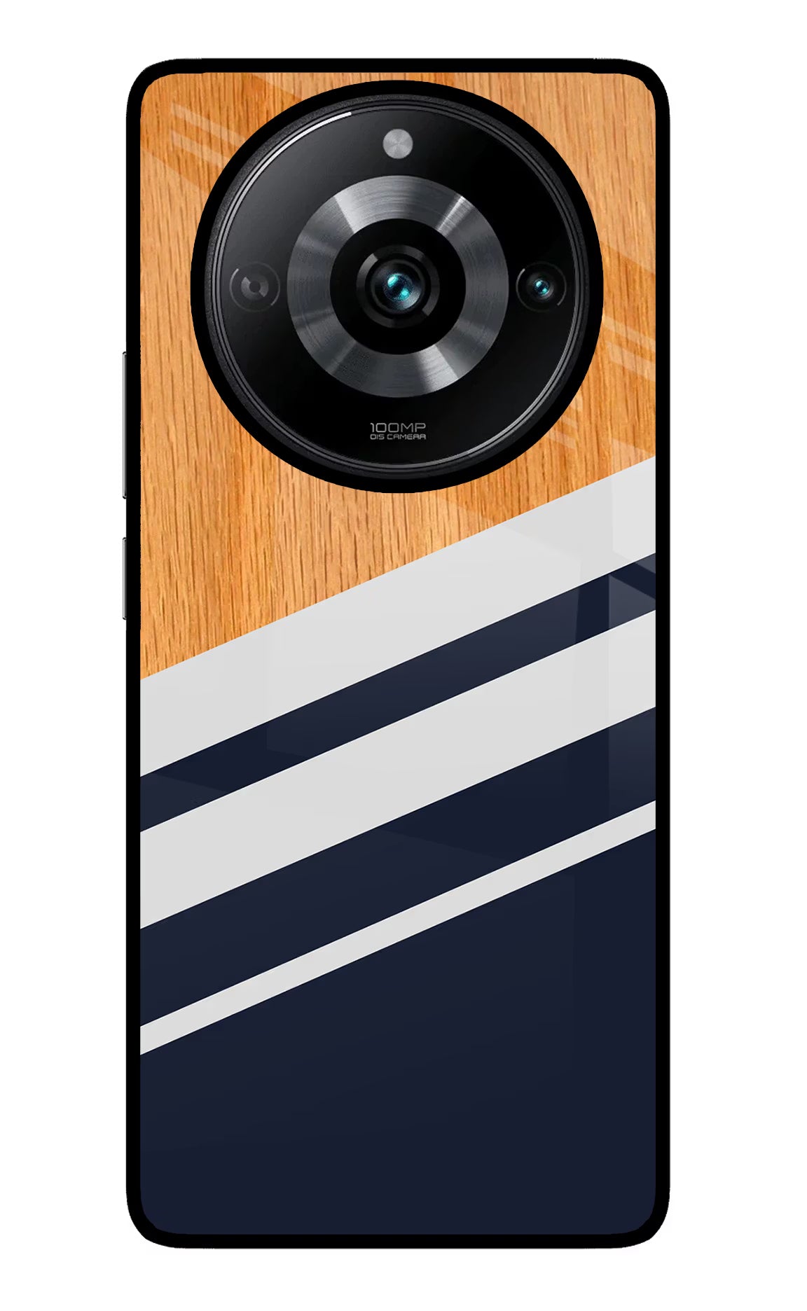 Blue and white wooden Realme Narzo 60 Pro Glass Case Back Cover by Casekaro
