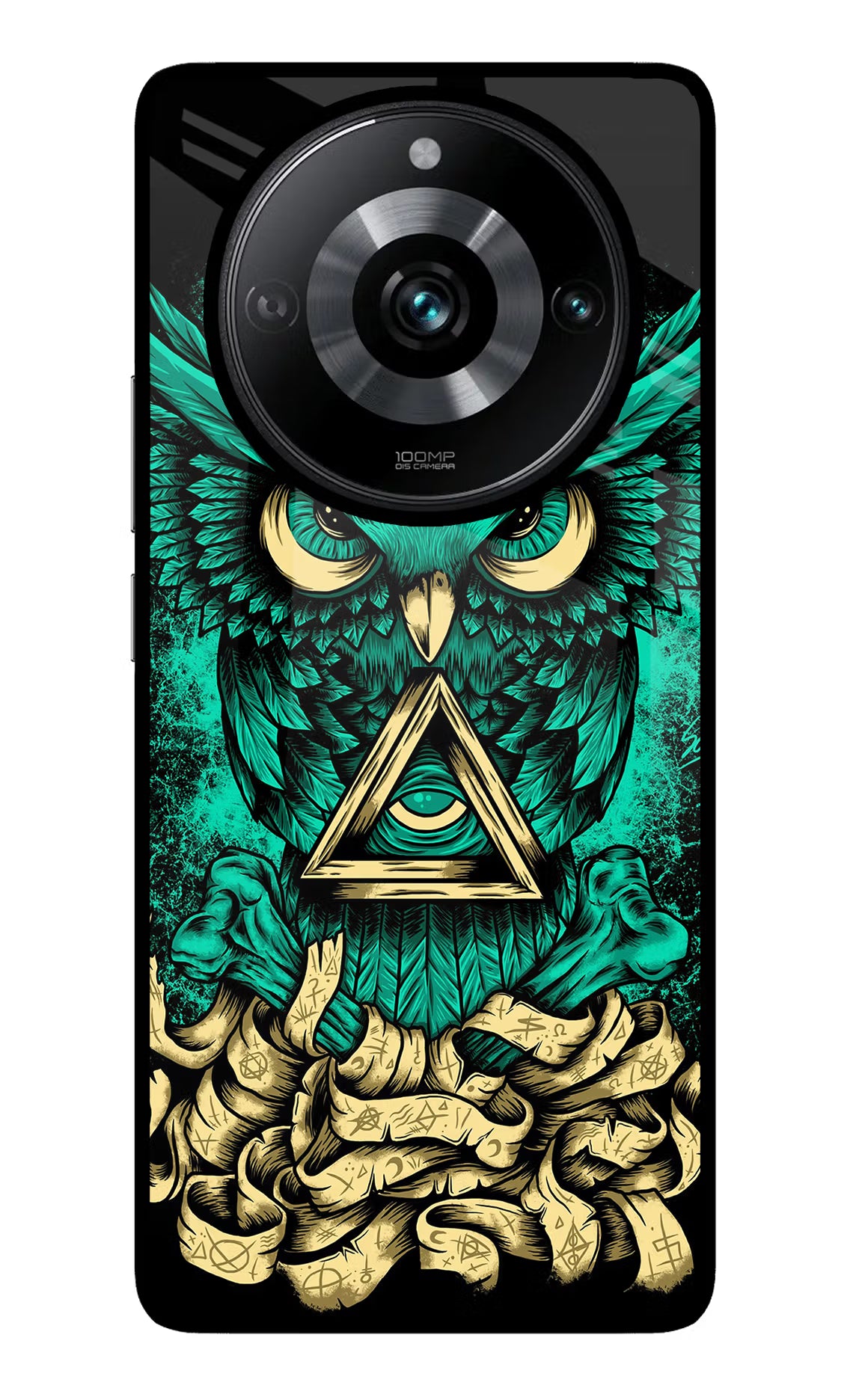 Green Owl Realme Narzo 60 Pro Glass Case Back Cover by Casekaro
