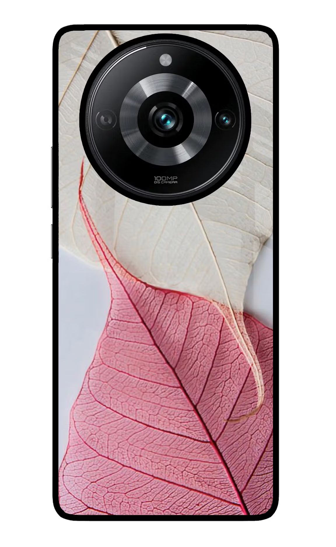 White Pink Leaf Realme Narzo 60 Pro Glass Case Back Cover by Casekaro