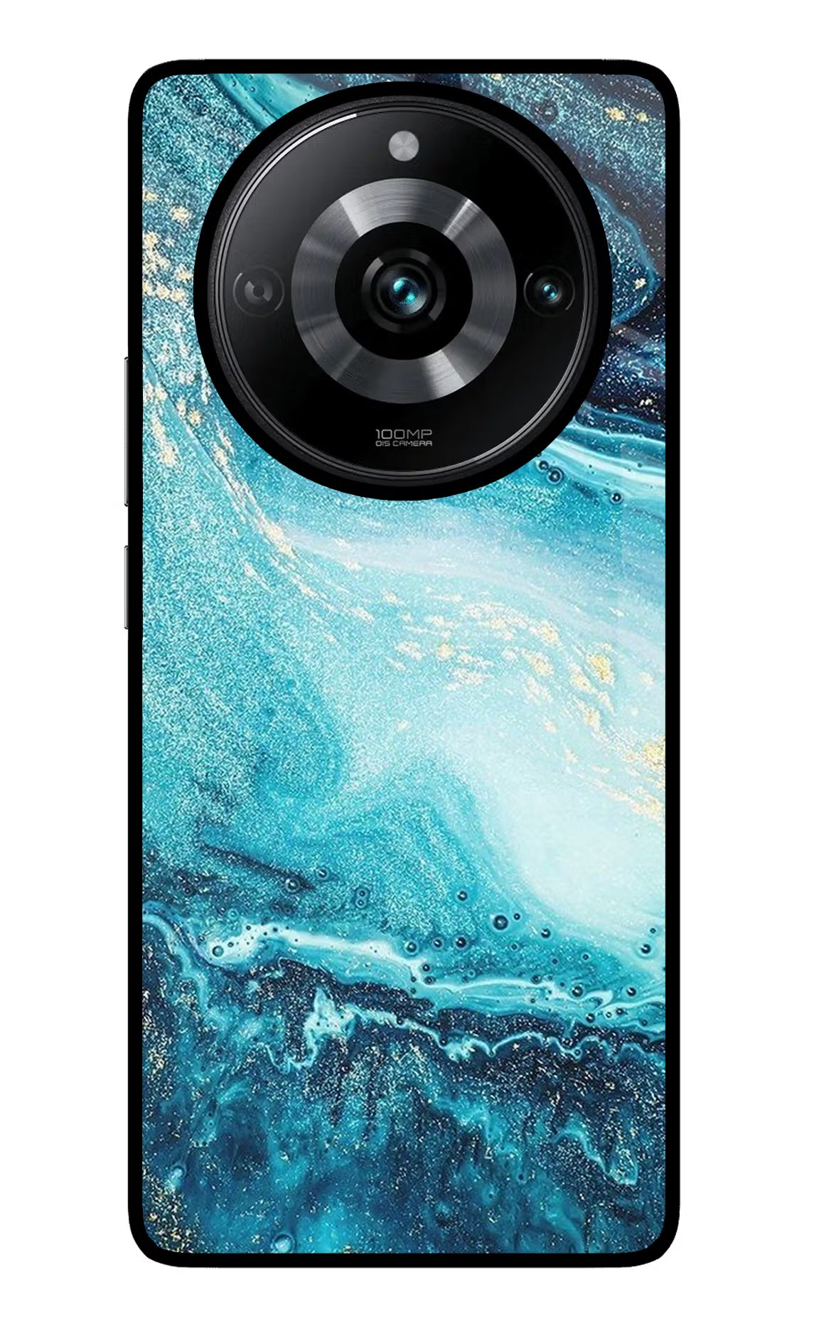 Blue Glitter Marble Realme Narzo 60 Pro Glass Case Back Cover by Casekaro