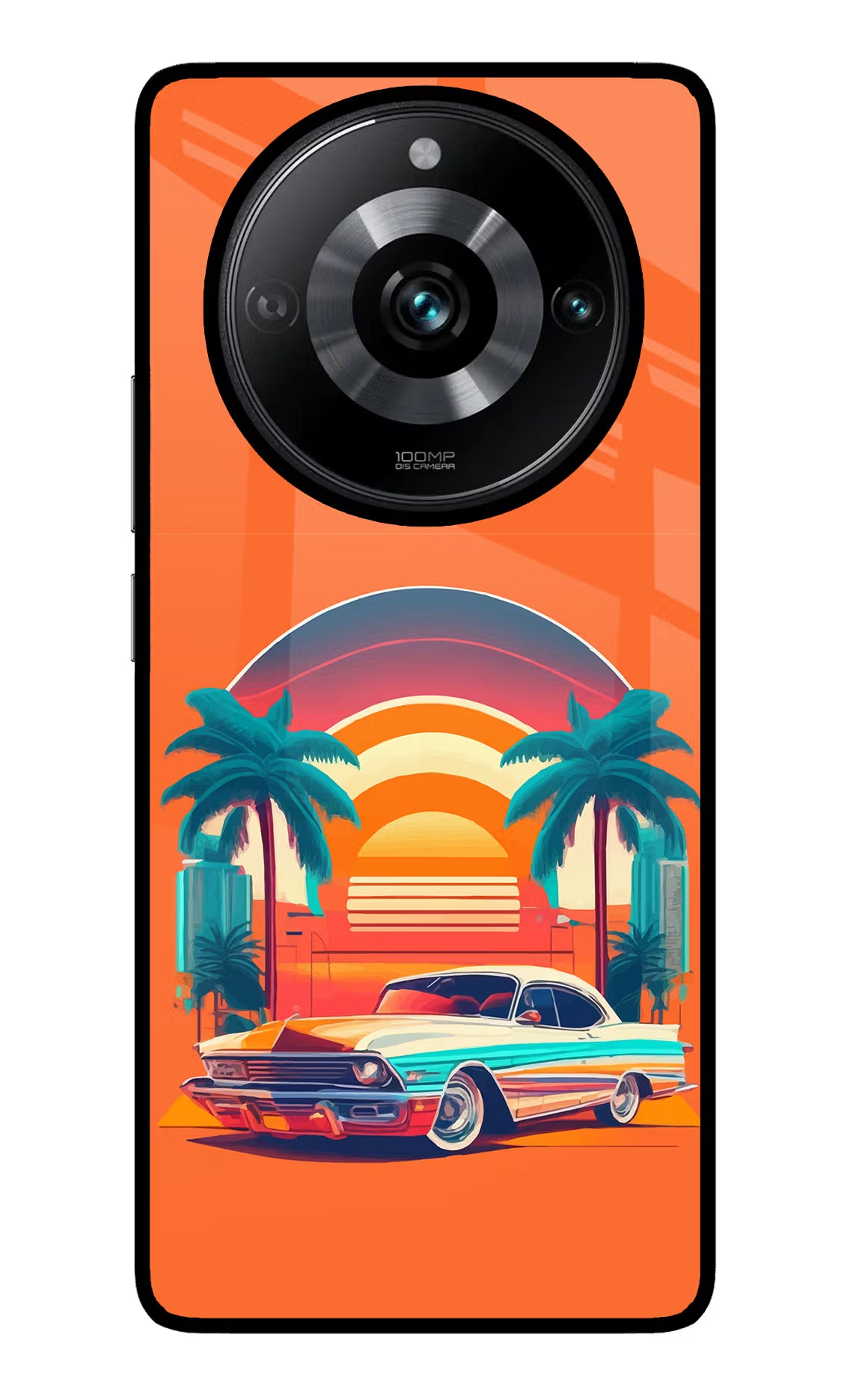 Palm Drive 80s Realme Narzo 60 Pro Glass Case Back Cover by Casekaro