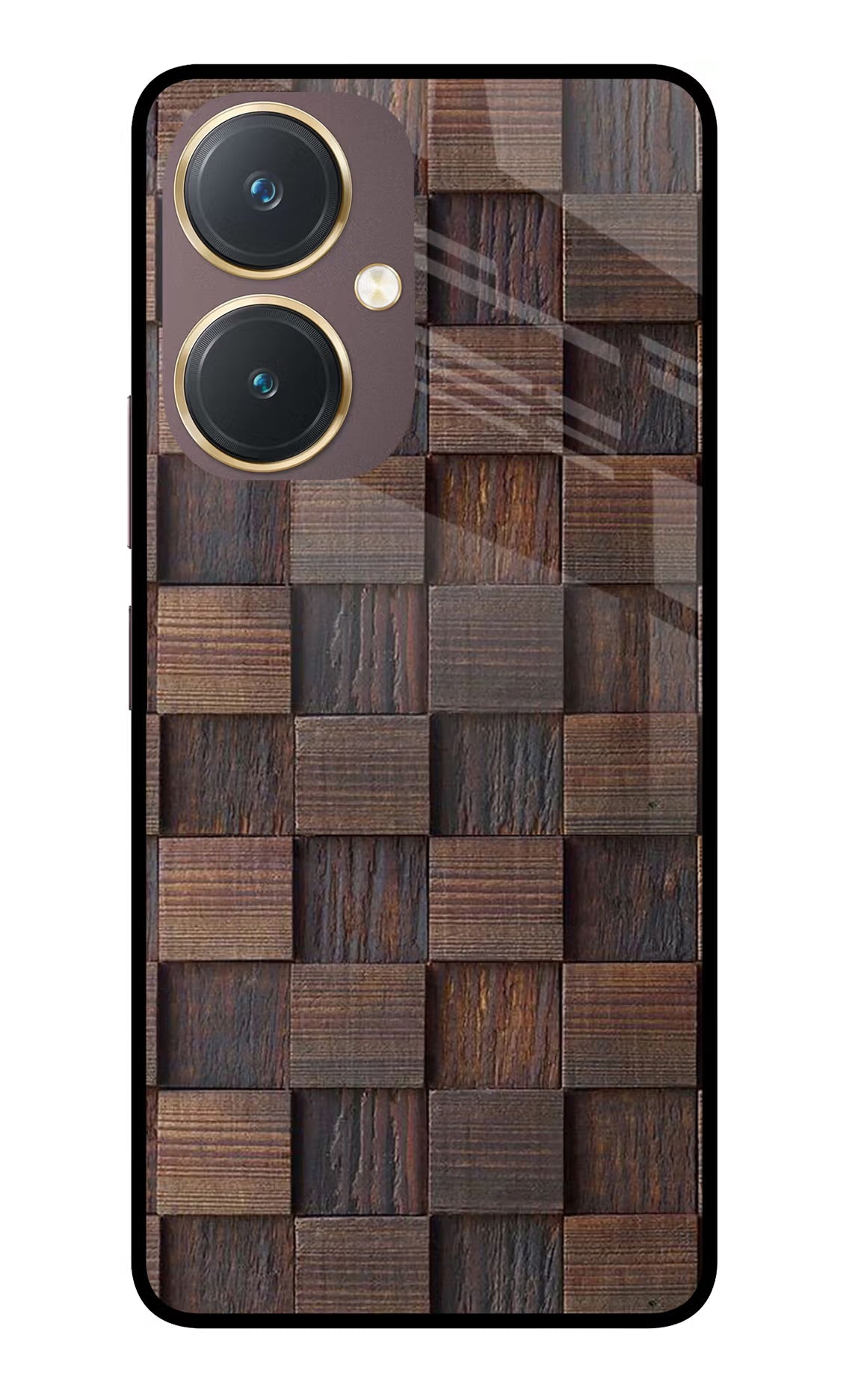 Wooden Cube Design Vivo Y27 Glass Case Back Cover by Casekaro