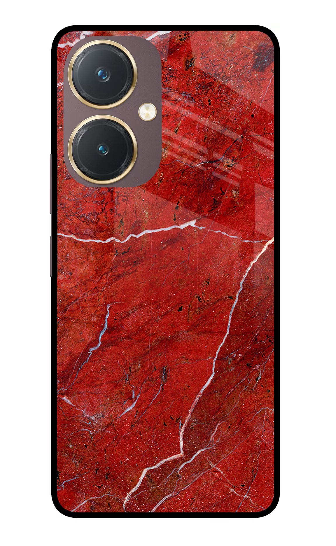 Red Marble Design Vivo Y27 Glass Case Back Cover by Casekaro