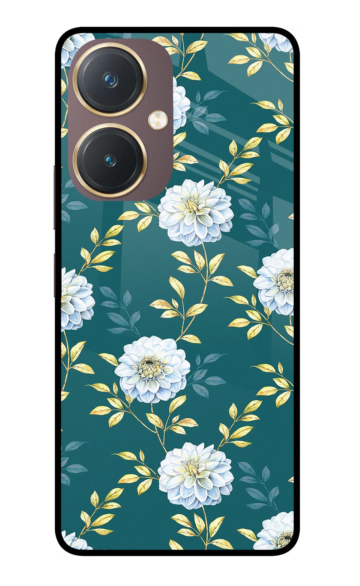 Flowers Vivo Y27 Glass Case Back Cover by Casekaro