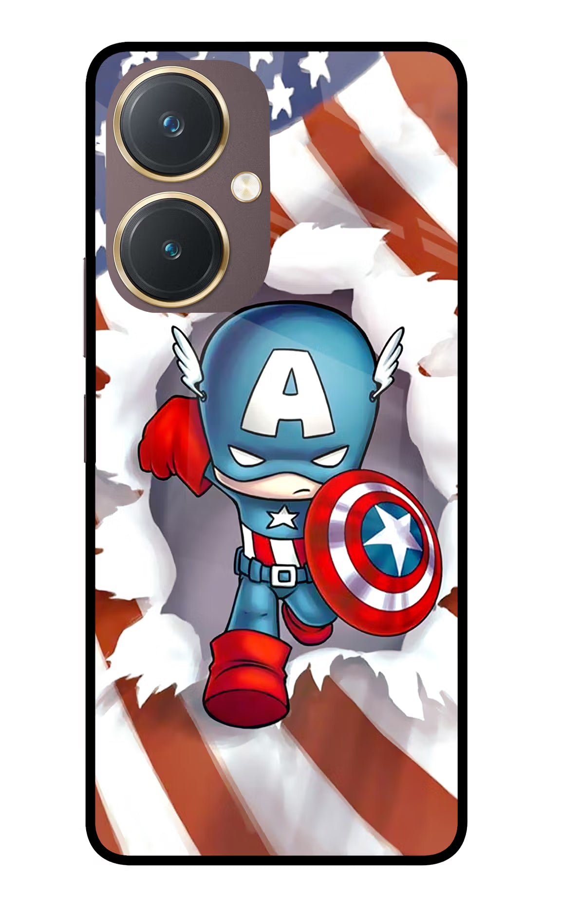Captain America Vivo Y27 Glass Case Back Cover by Casekaro