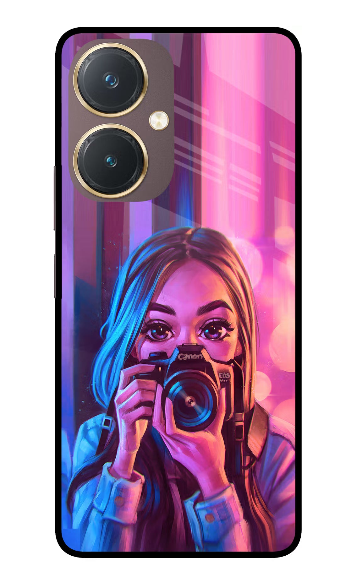 Girl Photographer Vivo Y27 Glass Case Back Cover by Casekaro