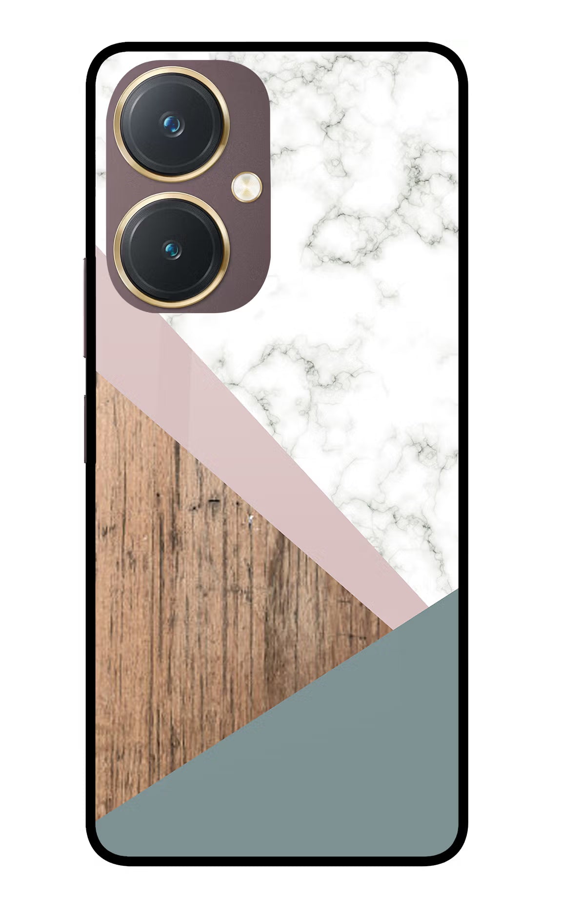 Marble wood Abstract Vivo Y27 Glass Case Back Cover by Casekaro