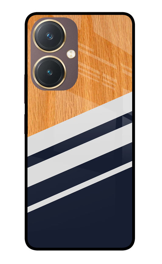 Blue and white wooden Vivo Y27 Glass Case