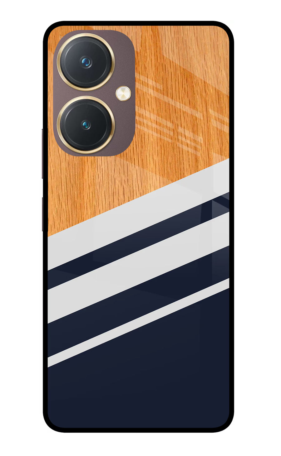 Blue and white wooden Vivo Y27 Back Cover, Glass case