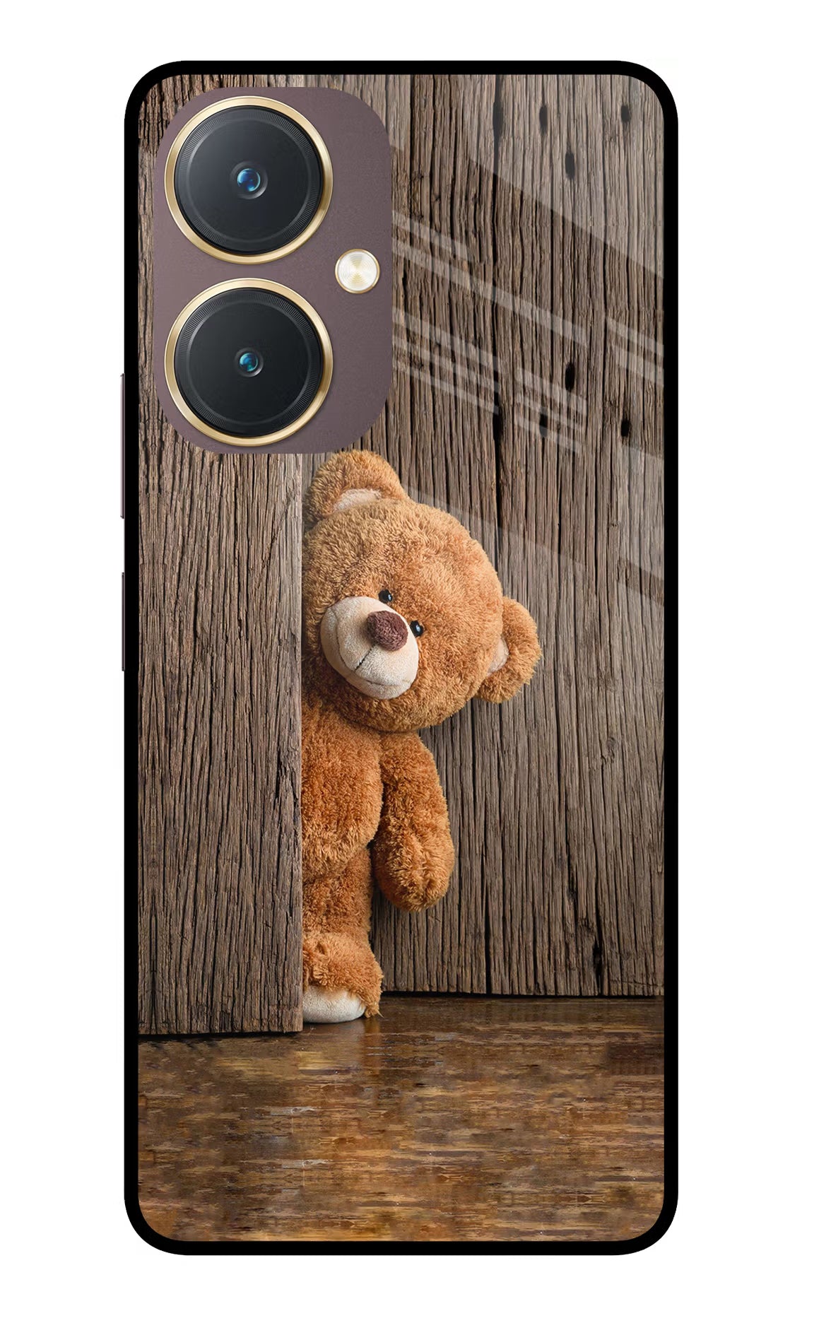 Teddy Wooden Vivo Y27 Glass Case Back Cover by Casekaro