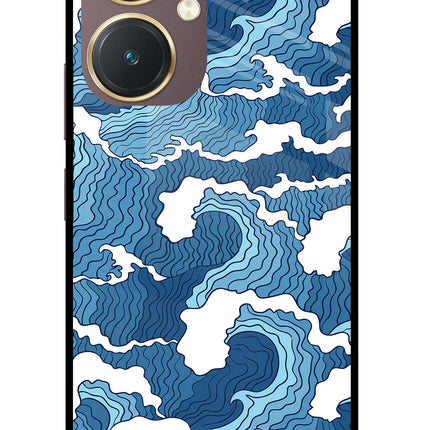 Blue Waves Vivo Y27 Glass Case Back Cover by Casekaro