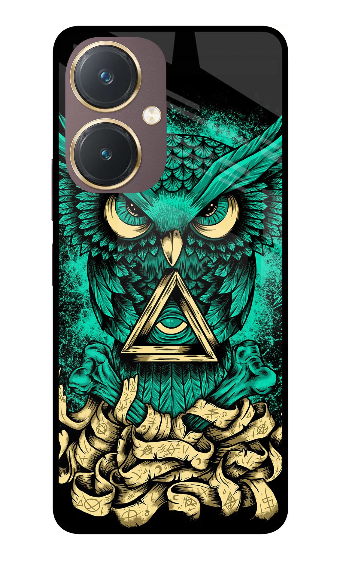 Green Owl Vivo Y27 Glass Case Back Cover by Casekaro