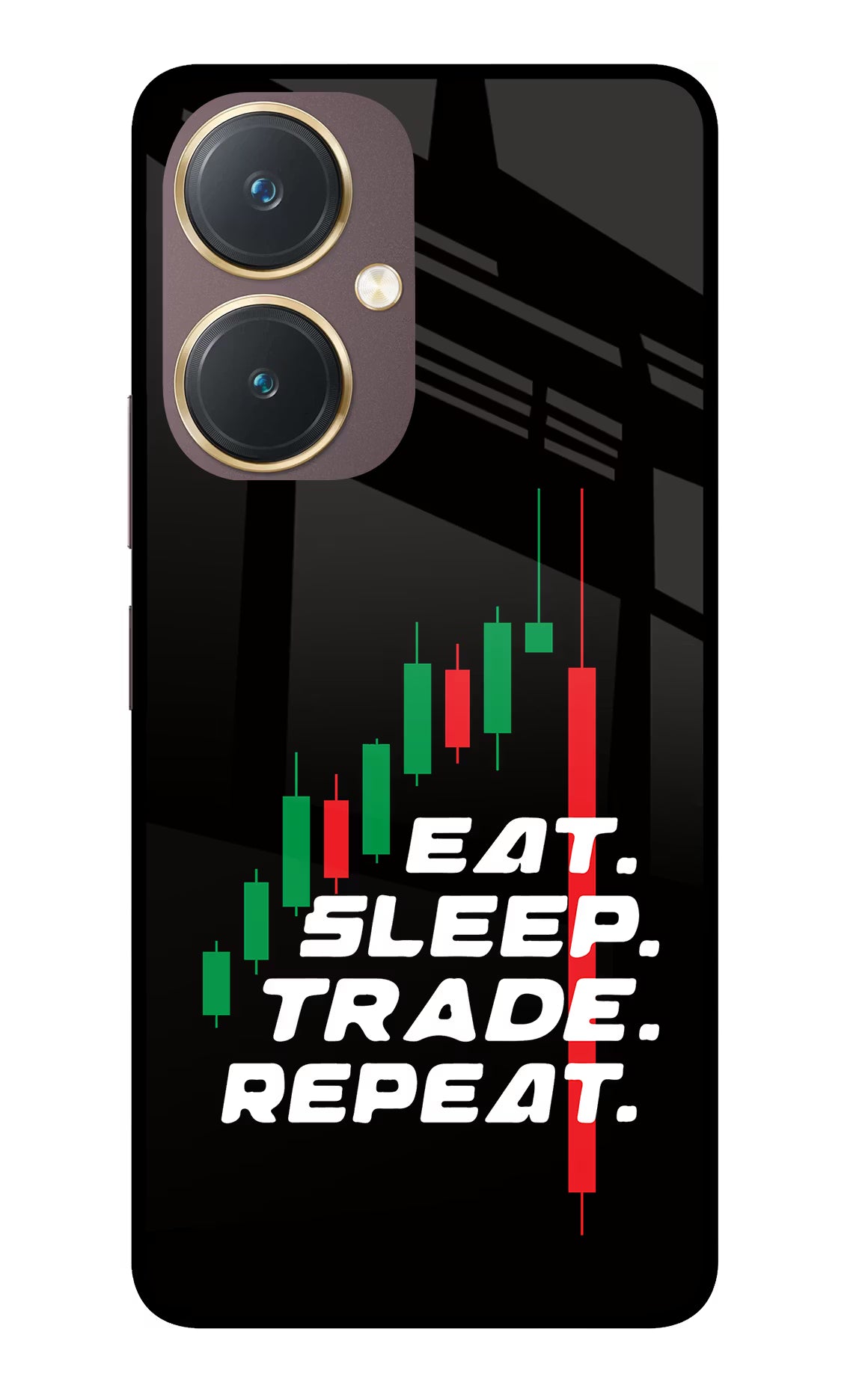 Eat Sleep Trade Repeat Vivo Y27 Glass Case Back Cover by Casekaro