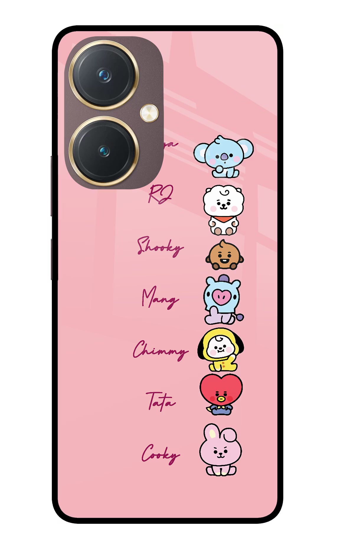 BTS names Vivo Y27 Glass Case Back Cover by Casekaro