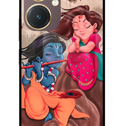 Radhe Krishna Vivo Y27 Glass Case Back Cover by Casekaro