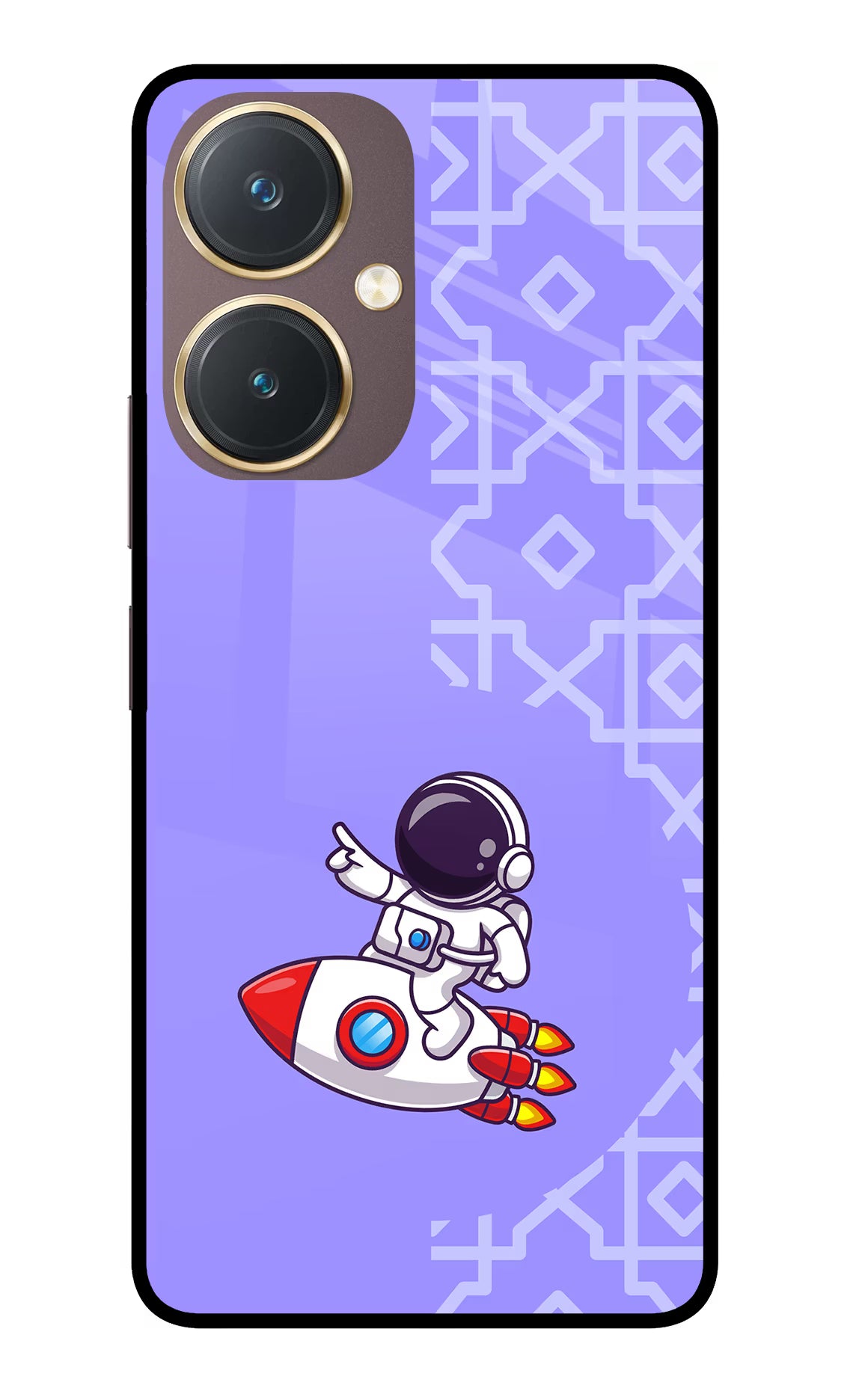 Cute Astronaut Vivo Y27 Glass Case Back Cover by Casekaro