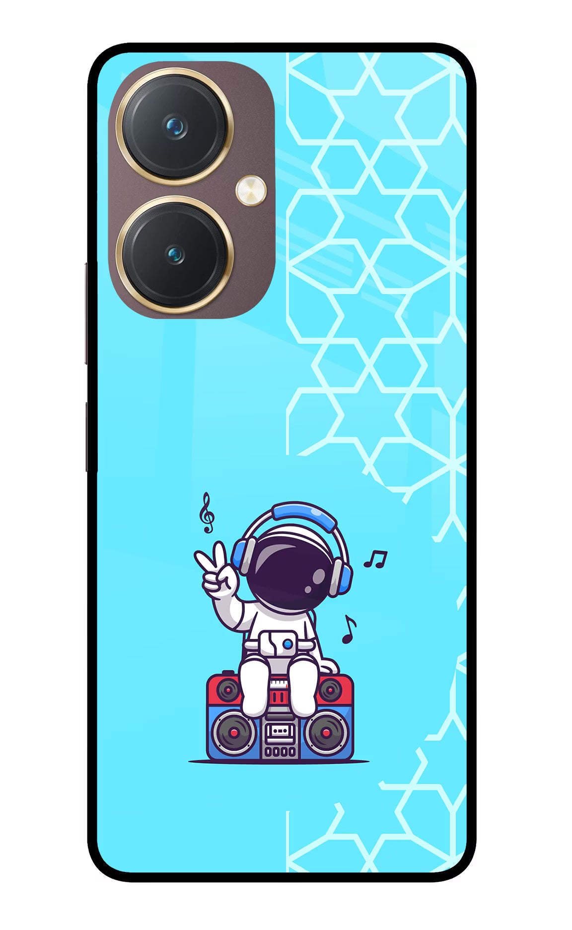 Cute Astronaut Chilling Vivo Y27 Glass Case Back Cover by Casekaro