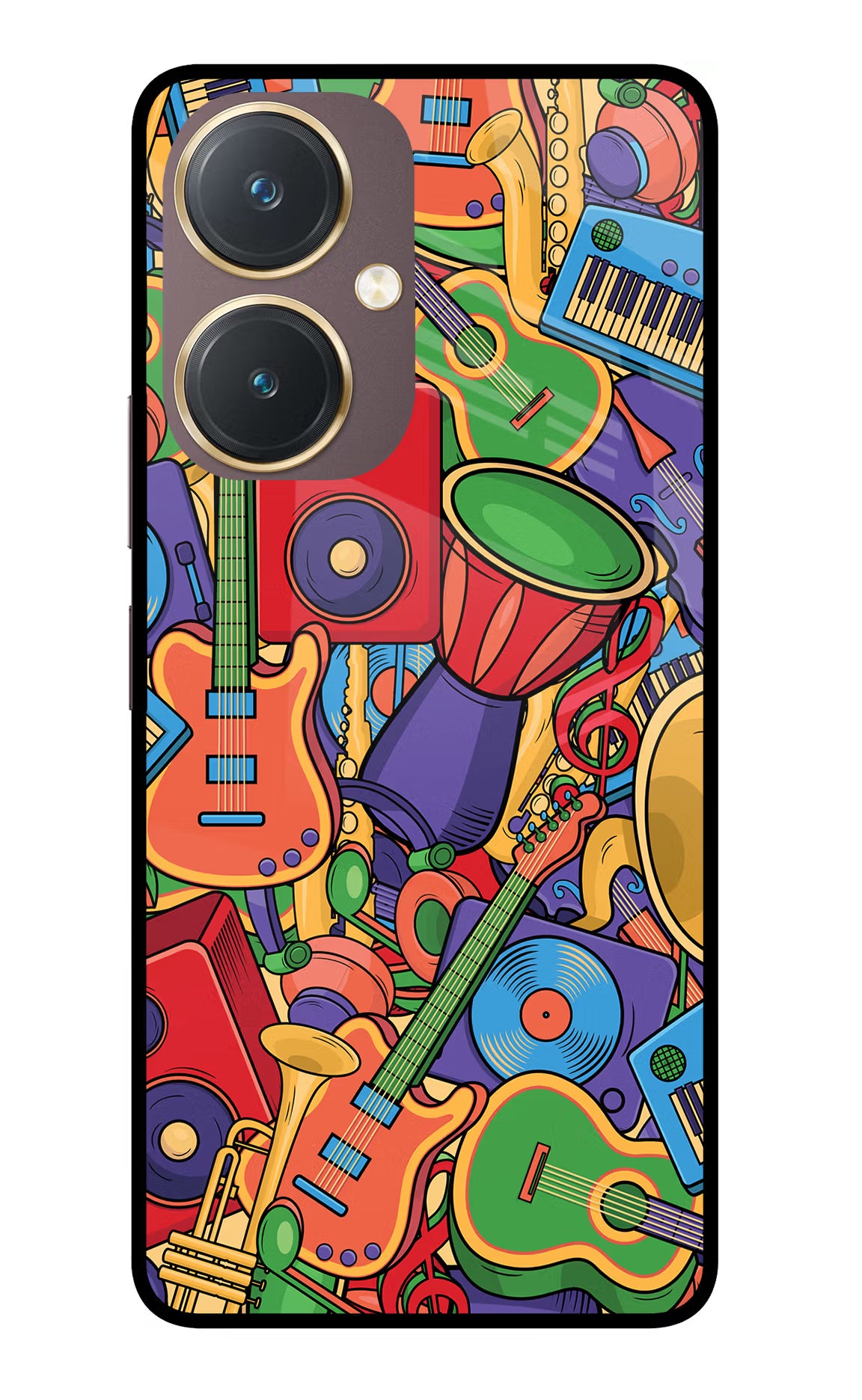 Music Instrument Doodle Vivo Y27 Glass Case Back Cover by Casekaro